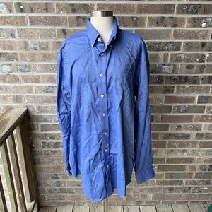 Lands End 100% Cotton Blue Button-Down Shirt 17.5